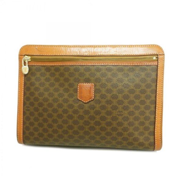 Celine Handbags - Celine Clutch Macadam Brown Gold